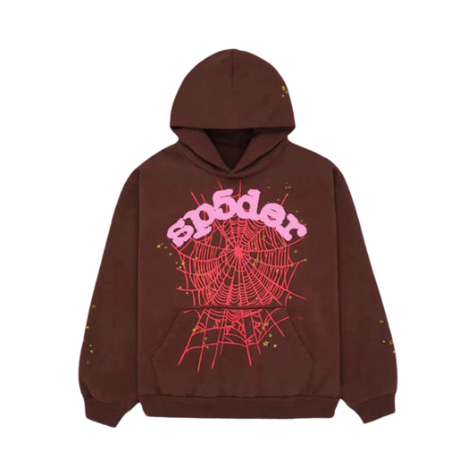 Sp5der Brown OG Web Hoodie