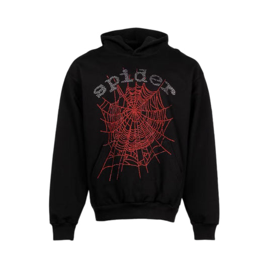 Sp5der Black OG Rhinestone Hoodie