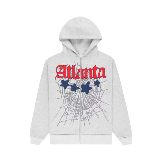 Sp5der Grey Atlanta Zip Up Hoodie